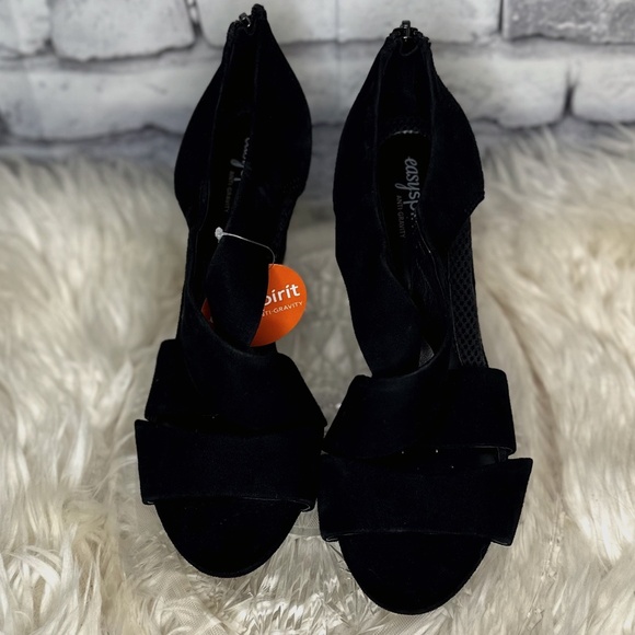Easy Spirit Black Strappy High Heels Size 7.5 - Picture 1 of 10